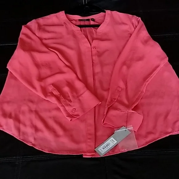 Apt 9 cayenne coral sheer button blouse XLP - Picture 5 of 16